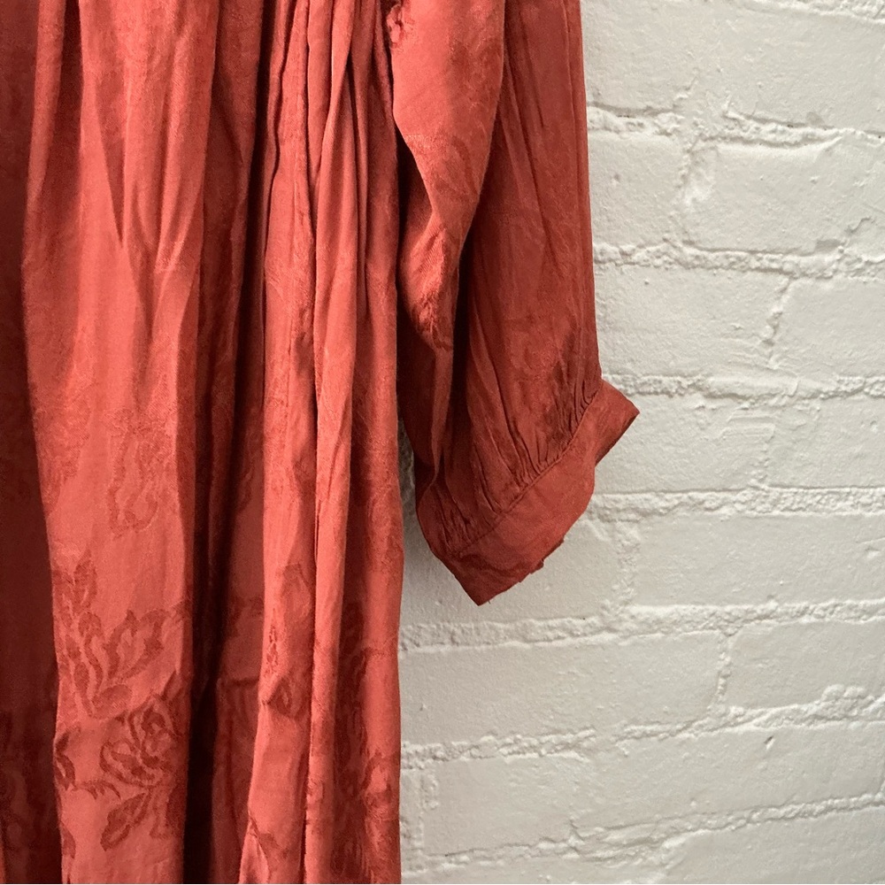 Natural Life Flowy Babydoll Mini Dress Rust Orange Boho Whimsical Fairy Size L - Picture 5 of 9